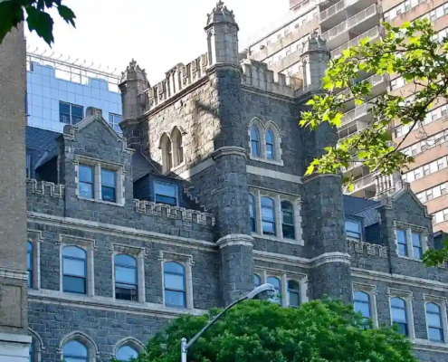 Located at 630 Riverside Dr., NYC., St. Walburga's Academy, currently Fortune Society Academy, is used as part of a re-entry program for former prison inmates.